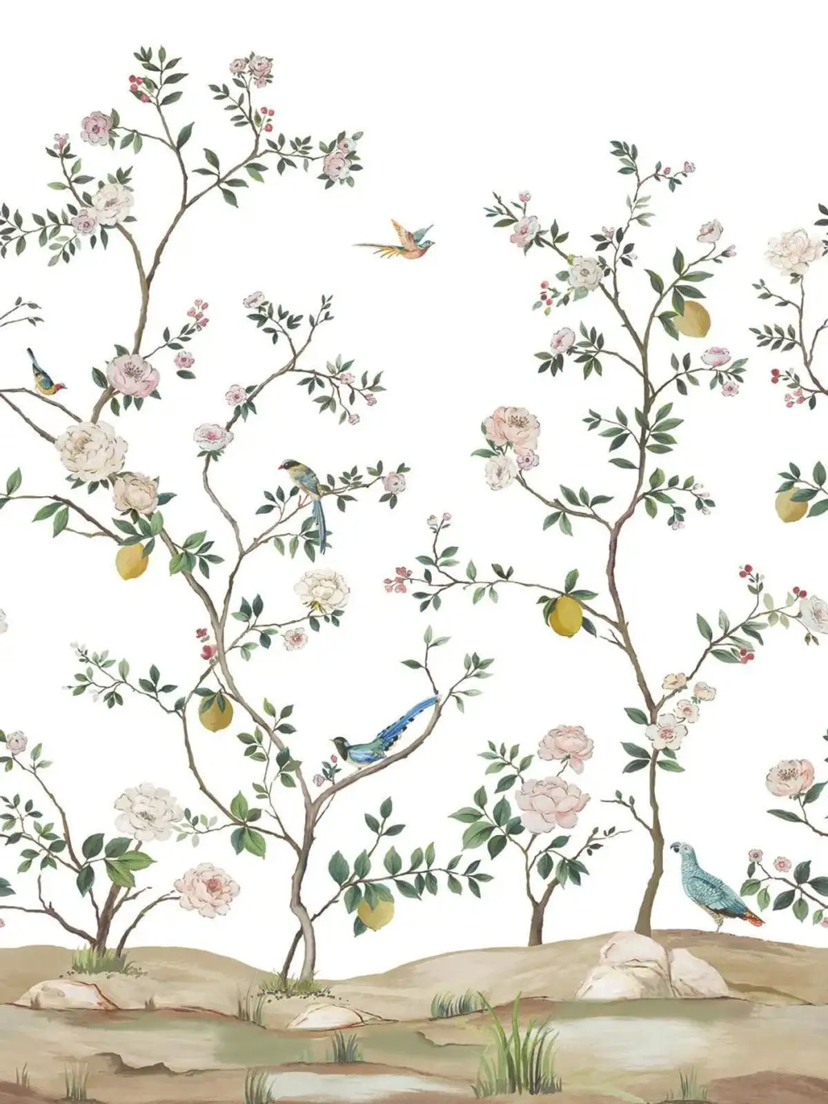 Blossom Chinoiserie Mural on Grasscloth — Daisy Bennett