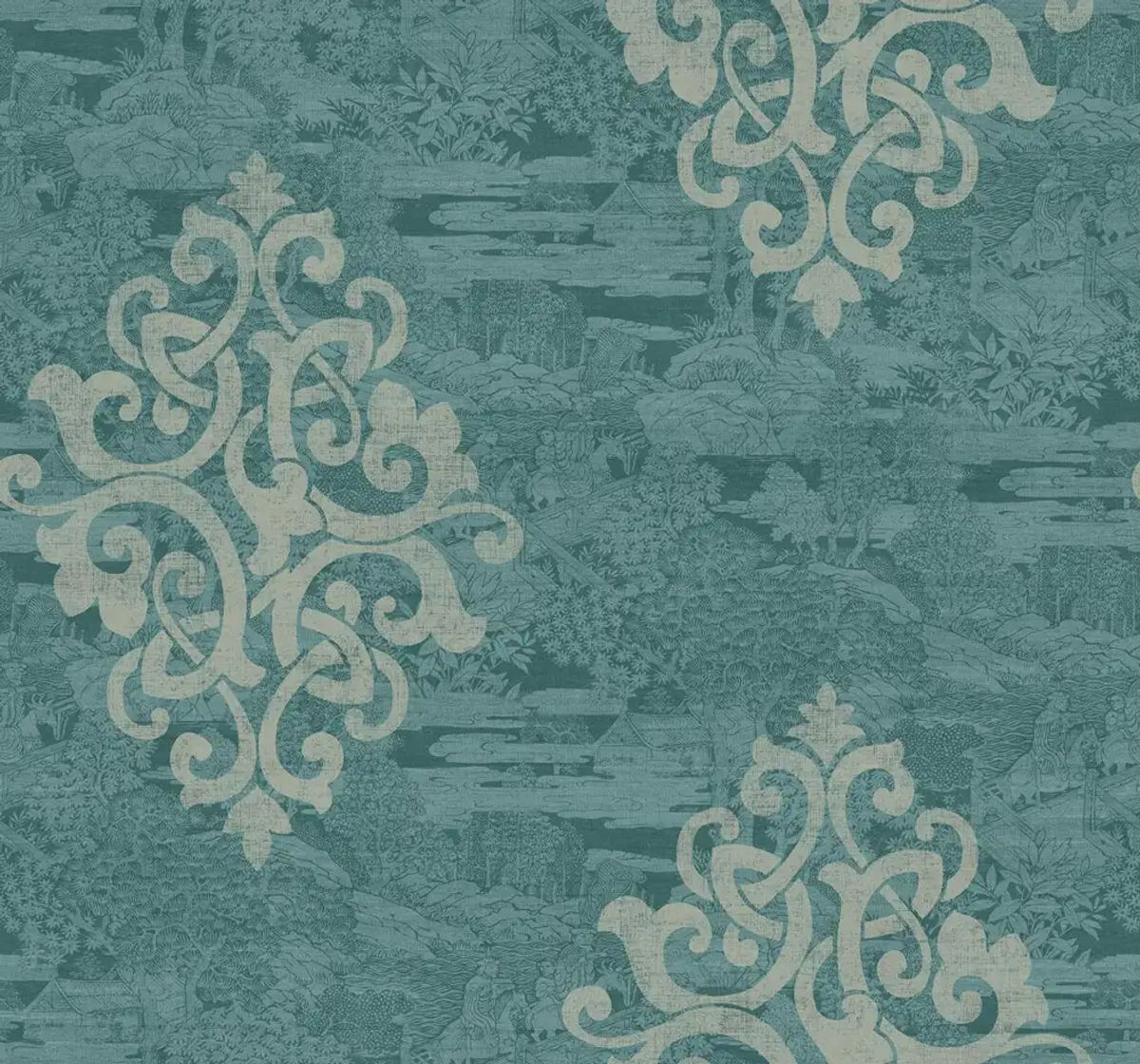 Eastern Garden Monotone with Damask — Pelican Prints