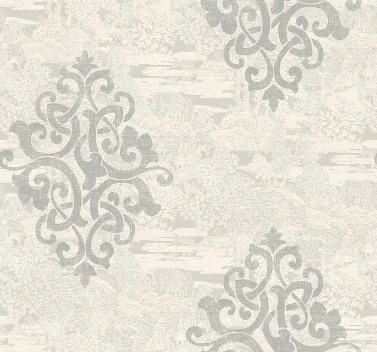 Eastern Garden Monotone with Damask — Pelican Prints