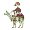Goose Rider with Hedgehog Hat Magnet