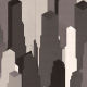 Panoramic Wallpaper Graphic buildings NYC - Beige