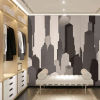 Panoramic Wallpaper Graphic buildings NYC - Beige
