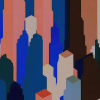 Vinyl panoramic wallpaper Graphic Buildings NYC - Multicolored