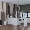 Vinyl panoramic wallpaper Graphic buildings NYC - Beige
