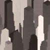 Vinyl panoramic wallpaper Graphic buildings NYC - Beige