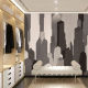 Vinyl panoramic wallpaper Graphic buildings NYC - Beige