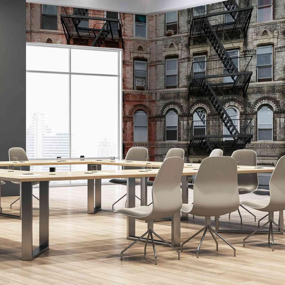 Vinyl panoramic wallpaper Manhattan Brick buildings — Wall Dreamer