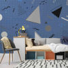 Panoramic Wallpaper Memphis Geo - Blue