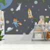 Vinyl panoramic wallpaper Space Animals - Foncé