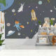 Vinyl panoramic wallpaper Space Animals - Foncé