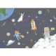 Vinyl panoramic wallpaper Space Animals - Foncé