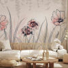 Panoramic wallpaper Flowers Beige