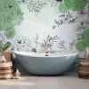 Vinyl panoramic wallpaper Fleurs et Pigments Green