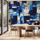 Vinyl panoramic wallpaper Harmonie texture Blue