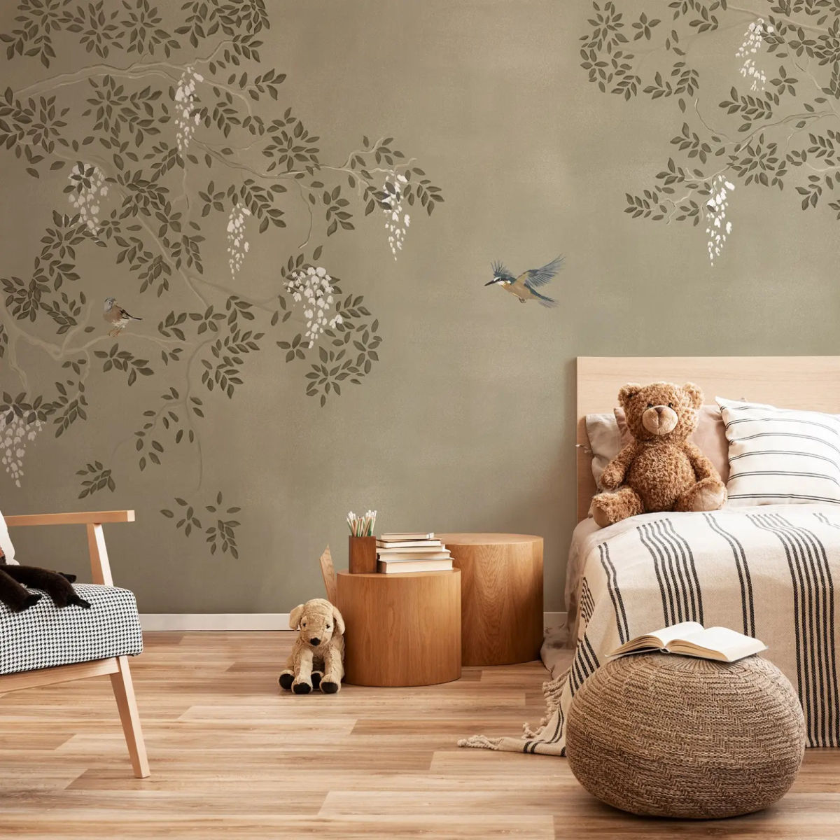 Panoramic wallpaper Blooming Tree - Beige — Wall Dreamer