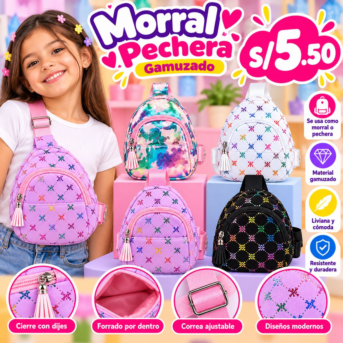 Vista 3 de Morral kids o pechera