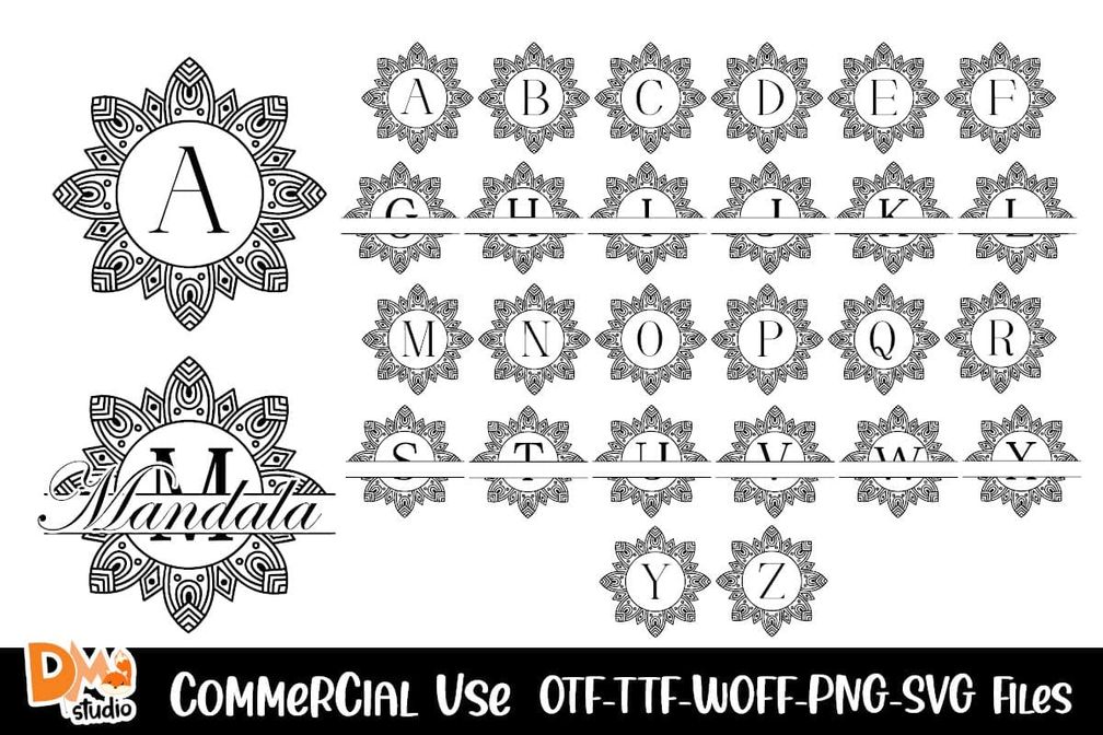 Diamond Mandala Monogram Font Preview1