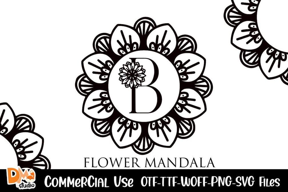 Flower Mandala Monogram Font Preview1