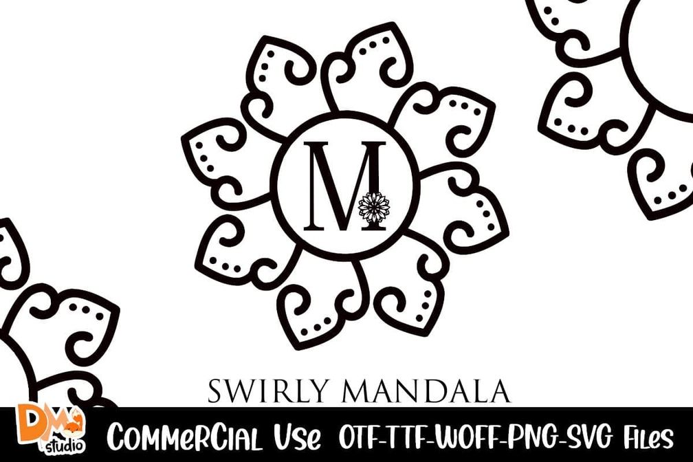 Swirly Mandala Monogram Font Preview1