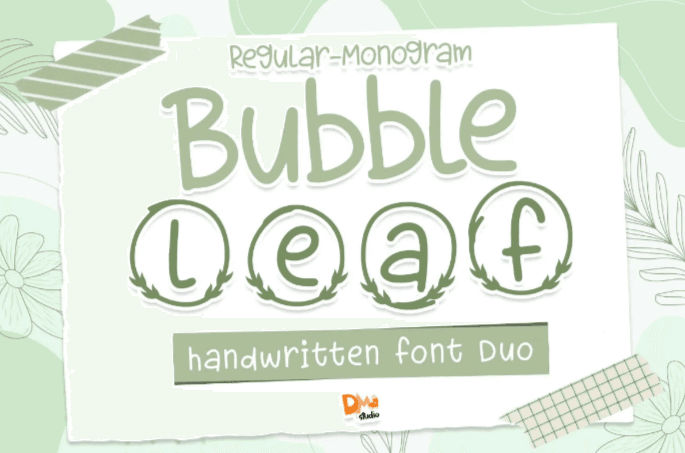Nature font, Bubble Leaf font