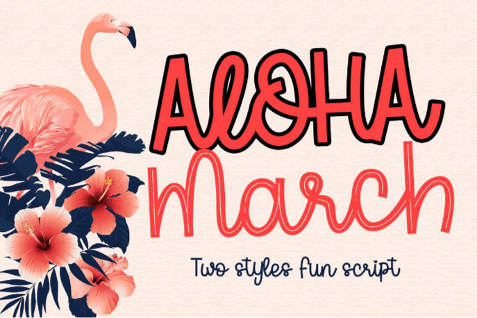 Flamingo font, Aloha March font