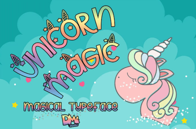 Cute font, Unicorn Magic font 