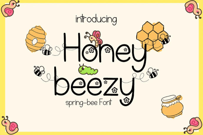 Summer-themed font, Honey Beezy font 
