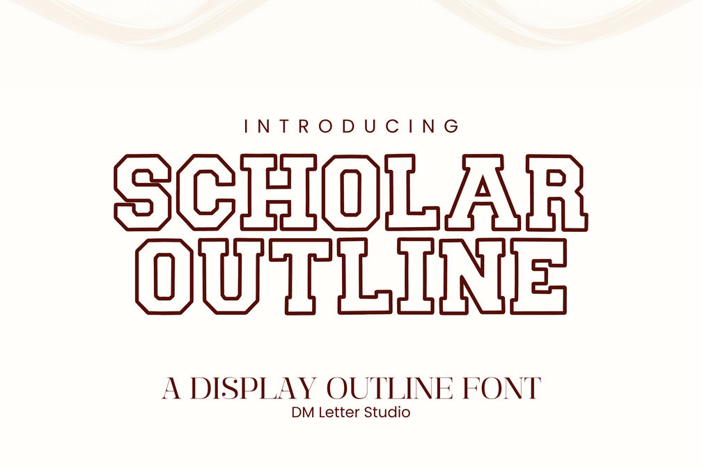 Scholar Block Outline – Bold Outline Varsity Font for Modern Designs