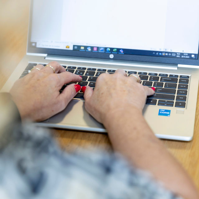 Verg vrouwelijke handen op laptop 065