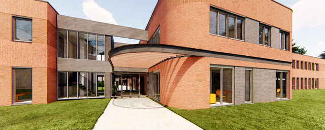 Nieuwbouw De Spreng hoofdingang artist impression