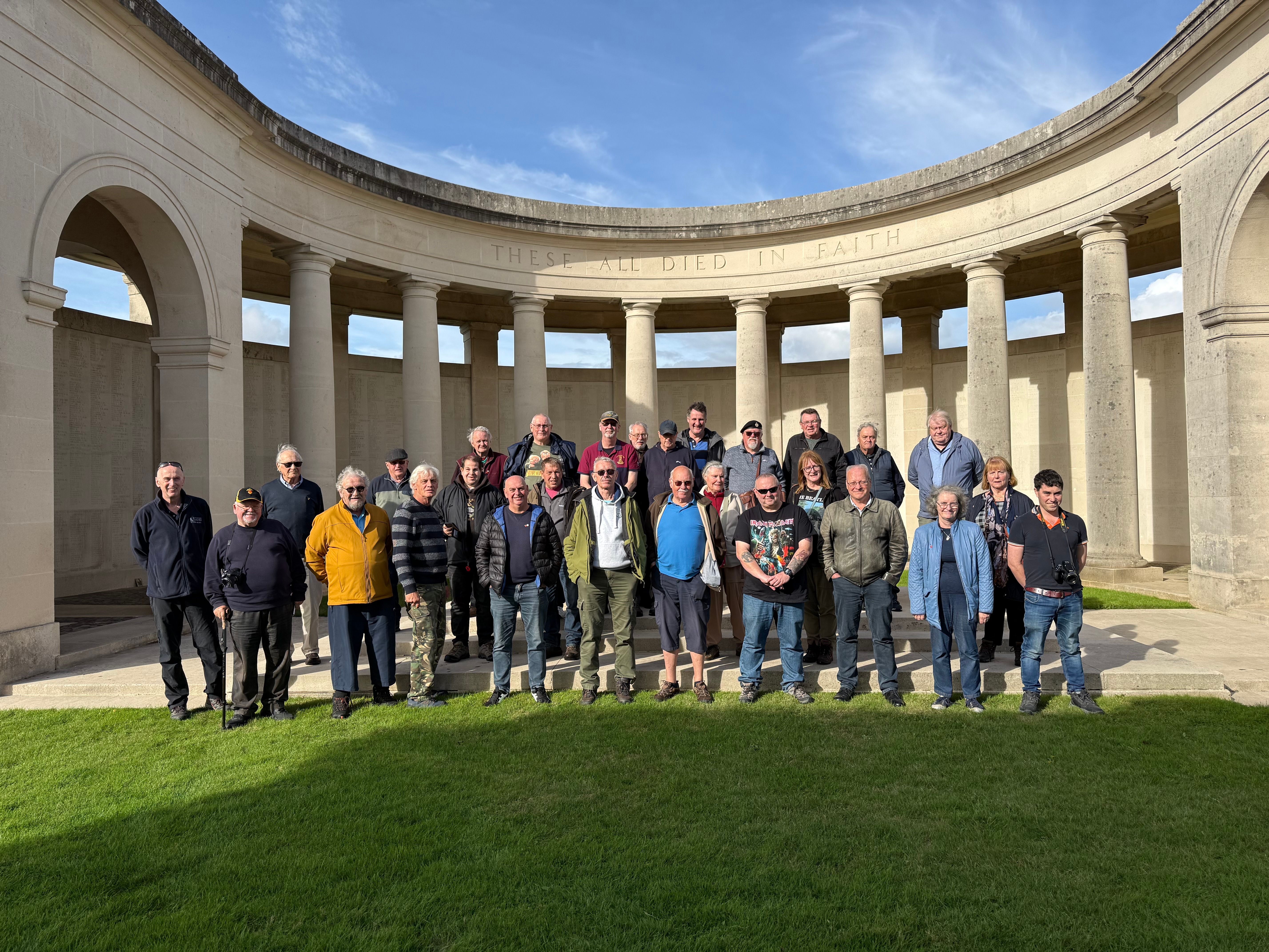 Battlefield Guide Andrew Thornton and group at Cambrai Memorial
