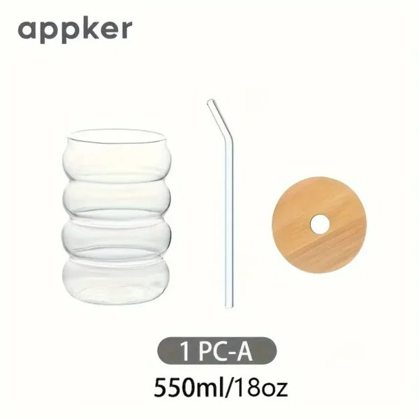 Glass Tumblr With Wooden Lid And Straw