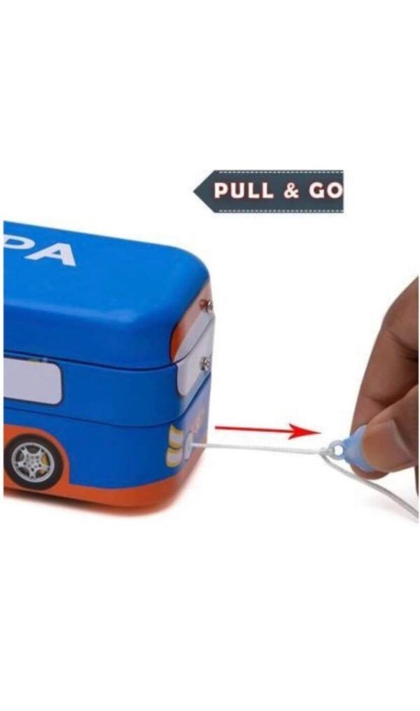 School Bus Metal Pencil Box with Moving