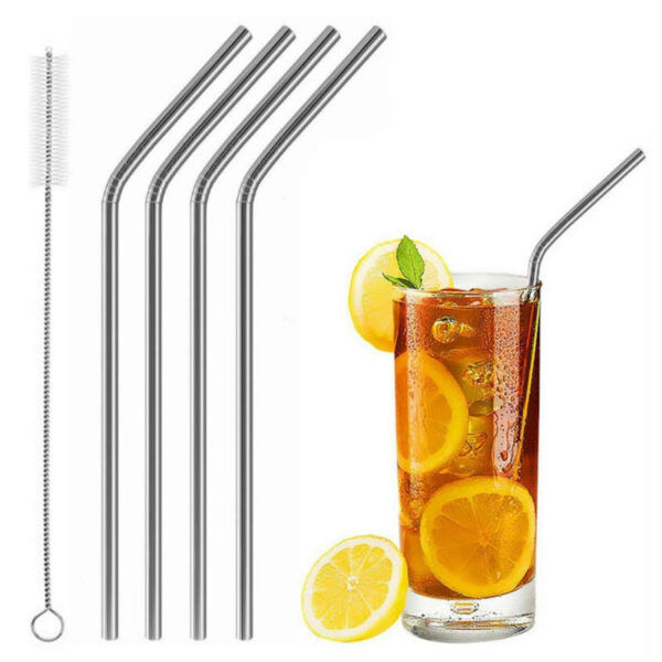 4 PIECE STEEL STRAW WITH CLEANER