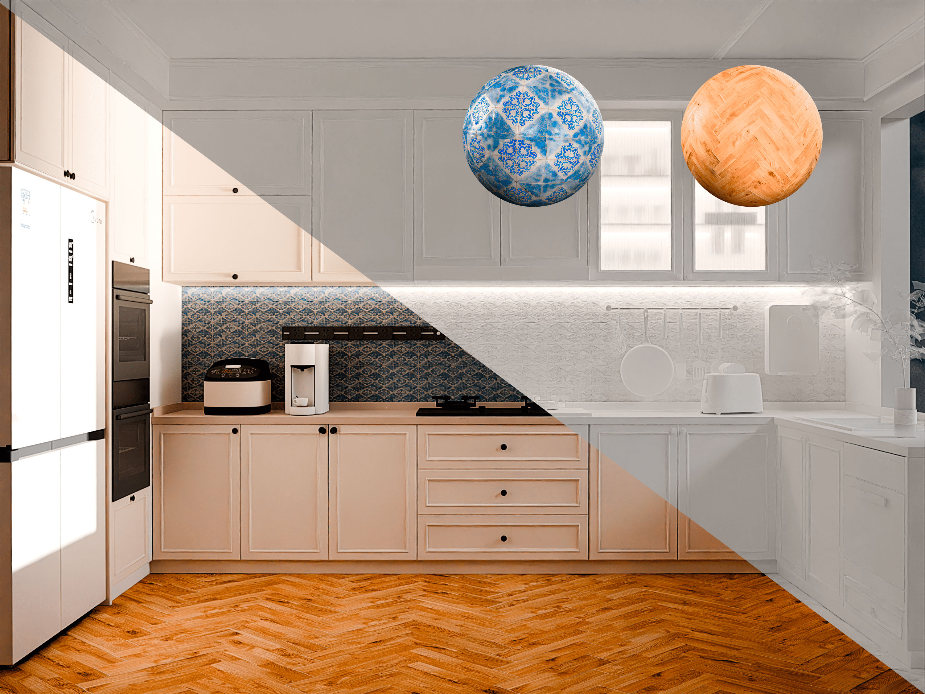 Kitchen scene with Texturology materials