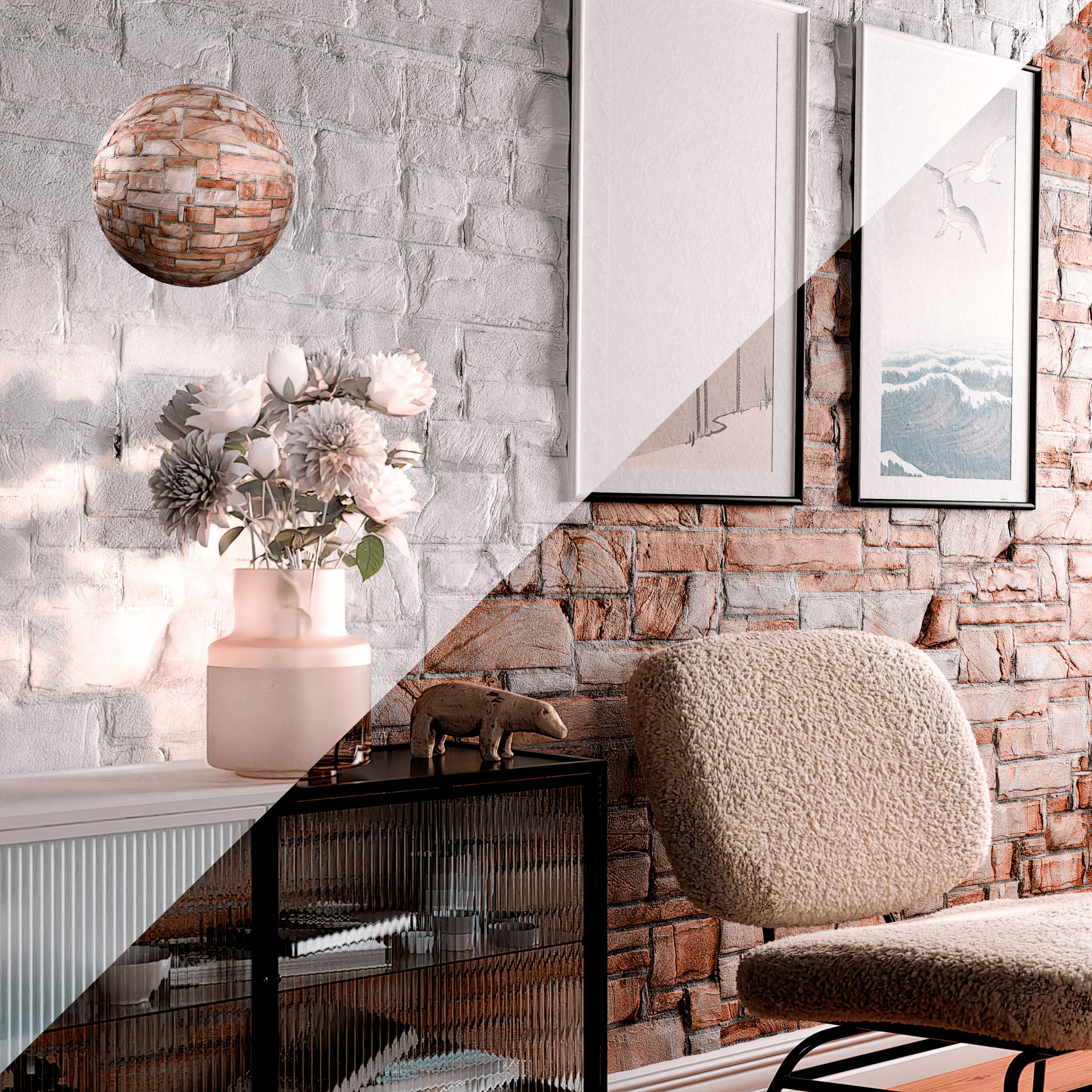 Living room scene with Texturology materials