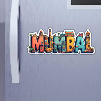 Mumbai City Theme Souvenir Wooden Fridge Magnet for Refrigerator Hover