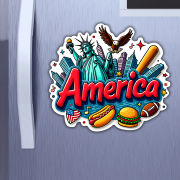 America Country Theme Souvenir Wooden Refrigerator Stylish Fridge Magnet Hover