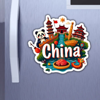 China Country Theme Souvenir Wooden Refrigerator Stylish Fridge Magnet Hover