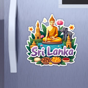 Sri Lanka Country Theme Souvenir Wooden Refrigerator Stylish Fridge Magnet Hover