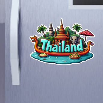Thailand Country Theme Souvenir Wooden Refrigerator Stylish Fridge Magnet Hover