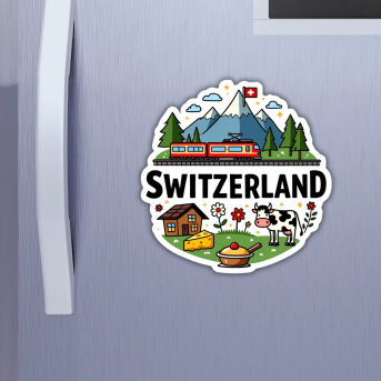 Switzerland Country Theme Souvenir Wooden Refrigerator Stylish Fridge Magnet Hover