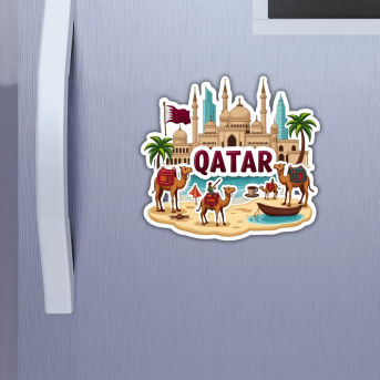 Qatar Country Theme Souvenir Wooden Refrigerator Stylish Fridge Magnet Hover