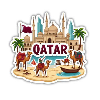 Qatar Country Theme Souvenir Wooden Refrigerator Stylish Fridge Magnet