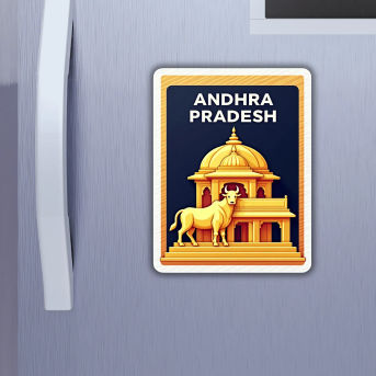 Andhra Pradesh Indian State Theme Souvenir Wooden Refrigerator Stylish Fridge Magnet Hover