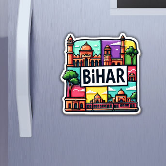 Bihar Indian State Theme Souvenir Wooden Refrigerator Stylish Fridge Magnet Hover