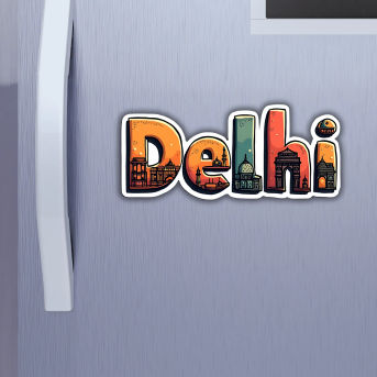 Delhi Indian State Theme Souvenir Wooden Refrigerator Stylish Fridge Magnet Hover