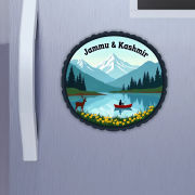 Jammu Kashmir Indian State Theme Souvenir Wooden Refrigerator Stylish Fridge Magnet Hover