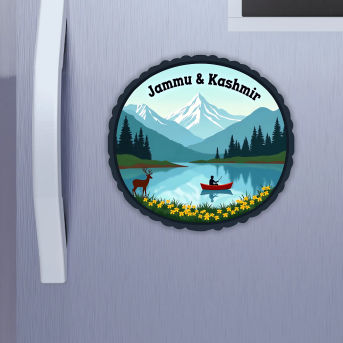 Jammu Kashmir Indian State Theme Souvenir Wooden Refrigerator Stylish Fridge Magnet Hover