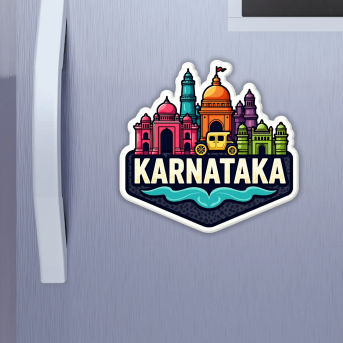 Karnataka Indian State Theme Souvenir Wooden Refrigerator Stylish Fridge Magnet Hover